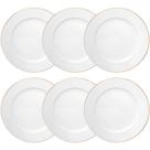Jogo de Pratos de Sobremesa Porcelana Royal Branco Fio de Ouro 20cm 6 peças - Hauskraft