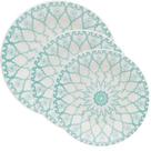 Jogo de Pratos Donna Mandala 6 Peças Cerâmica Geométrico para Micro-ondas e Lava Louças Azul Claro