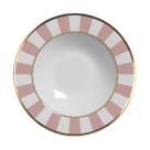 JOGO DE PRATOS FILETADO A OURO PINK STRIP FUNDO C/6 PEÇAS 1ª
