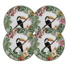 Jogo De Pratos Para Sobremesa 21cm Kit 4pcs Cerâmica Paradiso Alleanza Tropical