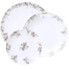 Jogo de Pratos Porcelana Tramontina Fogli Floral Mesa Posta 6 Pessoas Raso Fundo Sobremesa