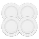 Jogo De Pratos Raso Jantar Refeição 28cm Kit 4 Peças Porcelana Luxo Borda Prata Diamond Oxford