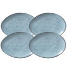 Jogo De Pratos Raso Jantar Refeição 31cm Kit 4 Peças Oval Orgânico Breeze Azul Cerâmica Porto Brasil