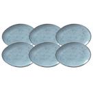 Jogo De Pratos Raso Jantar Refeição 31cm Kit 6 Peças Oval Orgânico Breeze Azul Cerâmica Porto Brasil