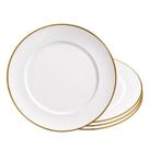 Jogo de Pratos Rasos 4 Peças Vidro Opaline Filete Dourado Branco Hauskraft