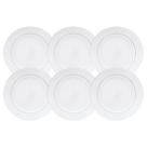 Jogo De Pratos Rasos Jantar Kit 6 Peças 27cm Borda Prata Mônaco Porcelana Branco Luxo