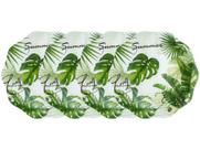 Jogo de Pratos Redondo de Vidro Verde Raso - de Servir Bon Gourmet Leaves 4 Peças