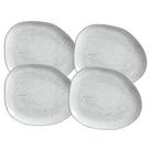 Jogo De Pratos Sobremesa 22,5cm Kit 4 Peças Oval Orgânico Echo Cerâmica Porto Brasil