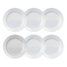 Jogo de Pratos Sobremesa Bela Flor Vidro Opalino Redondo Branco Kit 6 Unidades 19cm