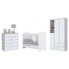 Jogo de Quarto Bebe Infantil Completo Bala de Menta Branco