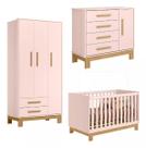 Jogo De Quarto Bebê Sophia Completo Com Armário Cômoda Berço Q Encanto Slim - Móveis Leartam