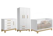 Jogo De Quarto Bebê Sophia Completo Com Armário Cômoda Berço Slim Branco Acetinado - Móveis Leartam