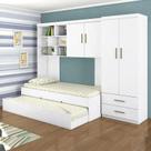 Jogo de Quarto Chiara 4 Peças - Roupeiro 2 portas, Módulo Aéreo e Cama com Auxiliar - Phoenix Baby