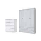Jogo de Quarto com Guada Roupa Americano e Cômoda Labirinto - FdECOR