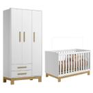 Jogo De Quarto Com Roupeiro 3 Portas E Berço Q Encanto Slim