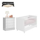 Jogo De Quarto Completo Para Bebê Doce Sonho Com Colchão E Rodízios Qmovi - Branco