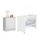 Jogo De Quarto Completo Para Bebê Doce Sonho Com Rodízios Qmovi - Branco