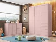 Jogo De Quarto Infantil 2 Peças Guarda Roupa E Cômoda Rose