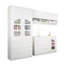 Jogo de Quarto Infantil Algodão Doce MDF Armário Aéreo + Roupeiro + Cômoda Sapateira - Bela Móveis