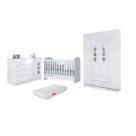 Jogo de Quarto Infantil Ana Lívia Roupeiro e Cômoda MDF + Berço Mini Cama Pirulito c/ Colchão - Bela Móveis