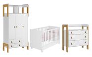 Jogo De Quarto Infantil Bebê Com Berço Cômoda e Roupeiro Fantasia - Móveis Leartam