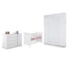 Jogo de Quarto Infantil Branco Berço Americano Colonial + Roupeiro e Cômoda Maria 4 Gavetas - Bela Móveis Jogo de Quarto Infantil Branco Berço Americano Colonial + Roupeiro e Cômoda Maria 4 Gavetas - Bela Móveis