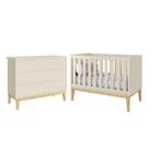 Jogo de Quarto Infantil Classic Cômoda 6 Gavetas e Berço com Pés Madeira Natural - Reller Móveis