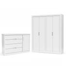 Jogo de Quarto Infantil com Guarda Roupa 4 Portas e Cômoda Tutto New Branco Soft - Matic Móveis Jogo de Quarto Infantil com Guarda Roupa 4 Portas e Cômoda Tutto New Branco Soft - Matic Móveis