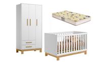 Jogo De Quarto Infantil Com Guarda Roupa 4340 Berço 4315 Com Colchão - Leartam Móveis Jogo De Quarto Infantil Com Guarda Roupa 4340 Berço 4315 Com Colchão - Leartam Móveis