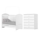 Jogo de Quarto Infantil Cômoda e Berço Bala de Menta Branco - Henn