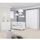 Jogo de Quarto Infantil Completo com Guarda Roupa 4 Portas, Cômoda 1 Porta e Berço Branco