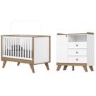 Jogo de Quarto Infantil Confete Berço e Cômoda Branco/Jequitiba - Henn