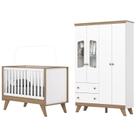Jogo de Quarto Infantil Confete Guarda Roupa e Berço Branco/Jequitiba - Henn