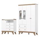 Jogo de Quarto Infantil Confete Guarda Roupa e Cômoda Branco/Jequitiba - Henn