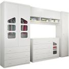 Jogo de Quarto Infantil de Bebê Eloisa Completo 4 Peças Cômoda + Roupeiro + Armário Aéreo Módulo - Phoenix Baby
