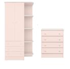 Jogo de Quarto Infantil Doce Sonho com Guarda Roupa 2 Portas e Cômoda 4 Gavetas Rosa - Qmovi