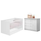 Jogo de Quarto Infantil Doce Sonho Cômoda 1 Porta e Berço Mini Cama Branco - Qmovi