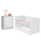 Jogo de Quarto Infantil Doce Sonho Cômoda 4 Gavetas e Berço Mini Cama Branco - Qmovi Jogo de Quarto Infantil Doce Sonho Cômoda 4 Gavetas e Berço Mini Cama Branco - Qmovi