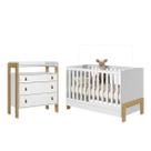 Jogo de Quarto Infantil Fantasia Cômoda e Berço Mini Cama Branco Acetinado - Qmovi