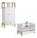 Jogo de Quarto Infantil Fantasia Guarda Roupa Com Berço Mini Cama Branco Acetinado Leartam Móveis