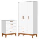 Jogo de Quarto Infantil Flip Guarda Roupa 3 Portas e Cômoda 4 Gavetas - Reller Móveis