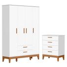 Jogo de Quarto Infantil Flip Guarda Roupa 4 Portas e Cômoda 4 Gavetas - Reller Móveis