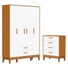 Jogo de Quarto Infantil Flip Guarda Roupa 4 Portas e Cômoda 4 Gavetas - Reller Móveis