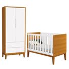 Jogo de Quarto Infantil Guarda Roupa 2 Portas e Berço Classic com Pés Amadeirado - Reller Móveis