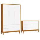 Jogo de Quarto Infantil Guarda Roupa 3 Portas e Cômoda 1 Porta Classic com Pés Amadeirado - Reller Móveis Jogo de Quarto Infantil Guarda Roupa 3 Portas e Cômoda 1 Porta Classic com Pés Amadeirado - Reller Móveis