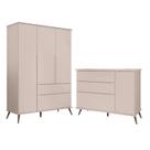 Jogo de Quarto Infantil Guarda Roupa e Cômoda 100% Mdf Z39 Mel Rosê - Mpozenato