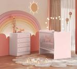 Jogo de Quarto Infantil Lua Encantada Berço e Cômoda Rosa