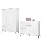 Jogo de Quarto Infantil Retrô Alice Guarda Roupa e Cômoda com Porta Branco - PR Baby Jogo de Quarto Infantil Retrô Alice Guarda Roupa e Cômoda com Porta Branco - PR Baby