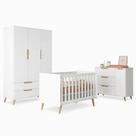 Jogo de Quarto Infantil Retrô Melinda Roupeiro, Cômoda e Berço Mini Cama Ana - Branco