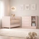 Jogo de Quarto Infantil Rosa Acetinado Berço e Cômoda sem Colchão Qmovi